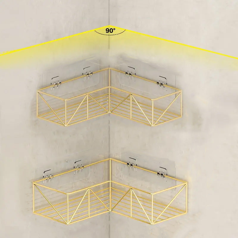 Étagère Douche d'Angle Doré en Inox