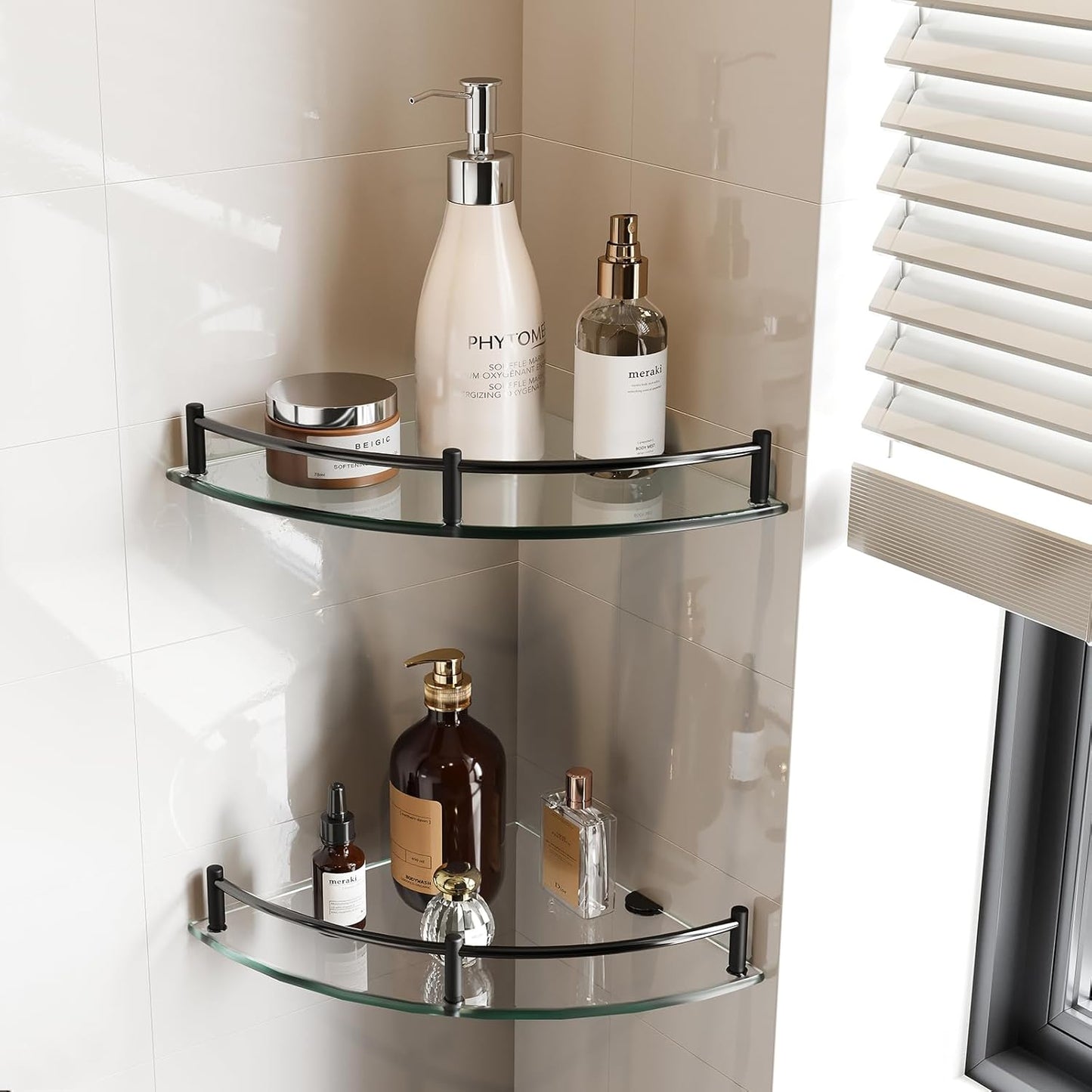 Étagère Douche en Verre trempé - support d'angle