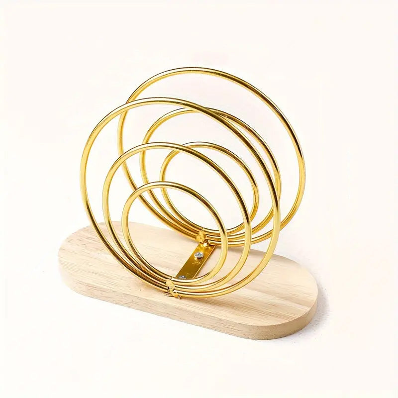 Porte Serviette de Table Doré Inox et Bois