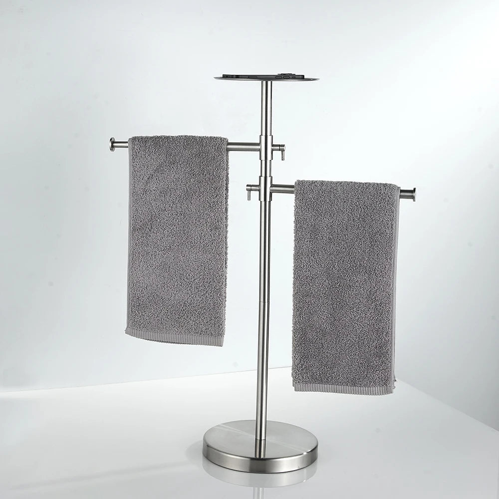 Porte Serviette sur Pied Inox avec Plateau – Salle de Bain Design | Porte-Serviette.com