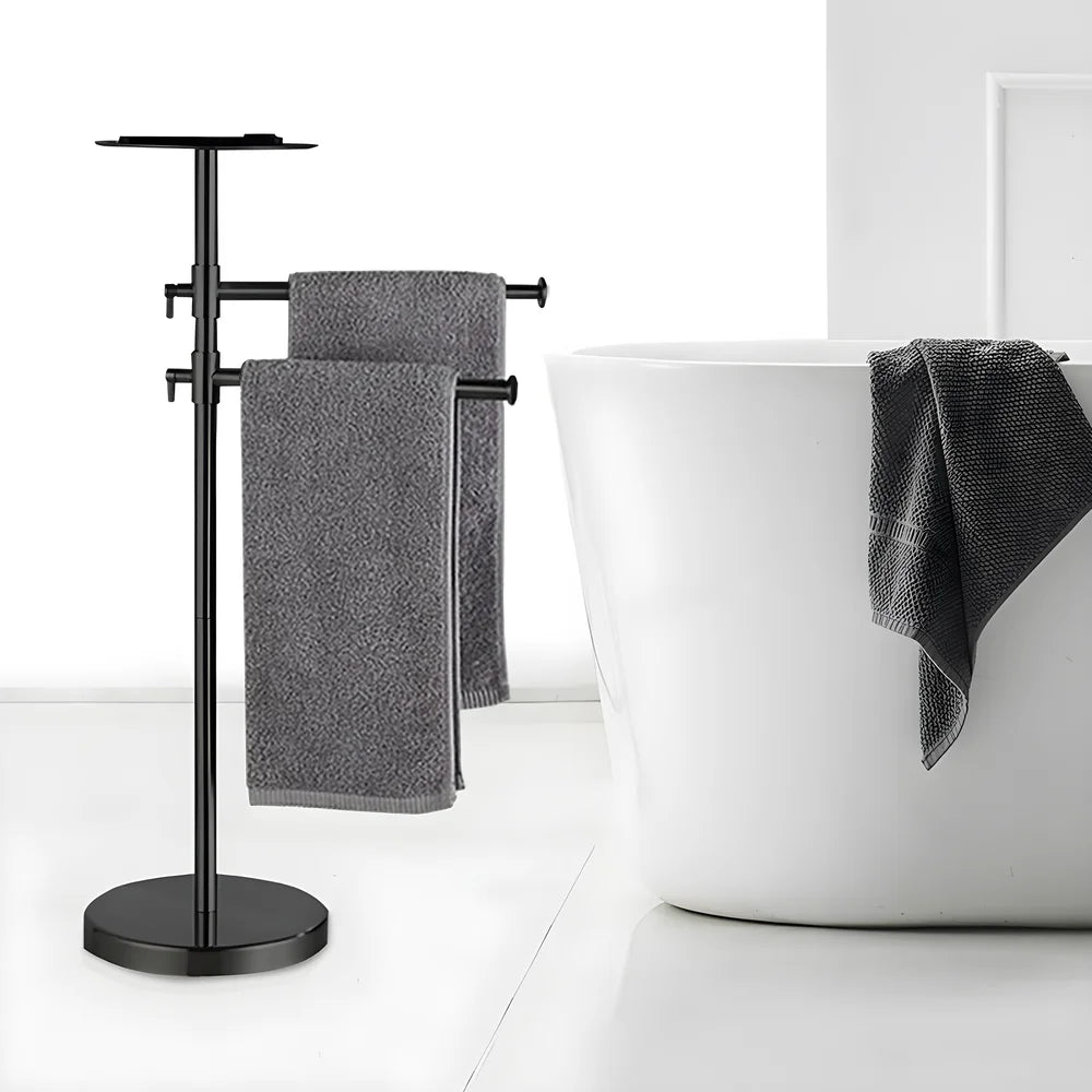 Porte Serviette sur Pied Inox avec Plateau – Salle de Bain Design | Porte-Serviette.com