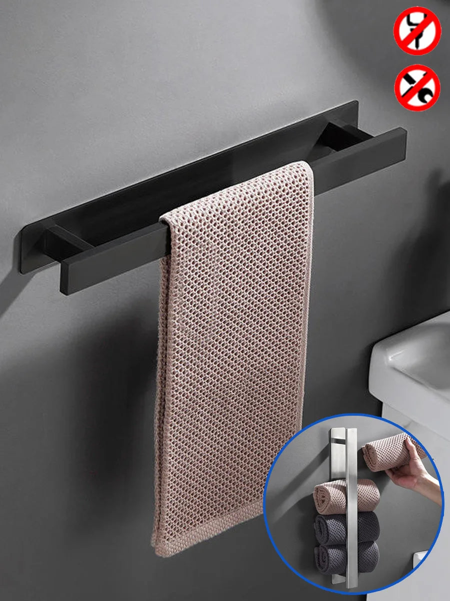 Porte Serviette Mural Sans Percer – Adhésif Puissant Salle de Bain & Cuisine