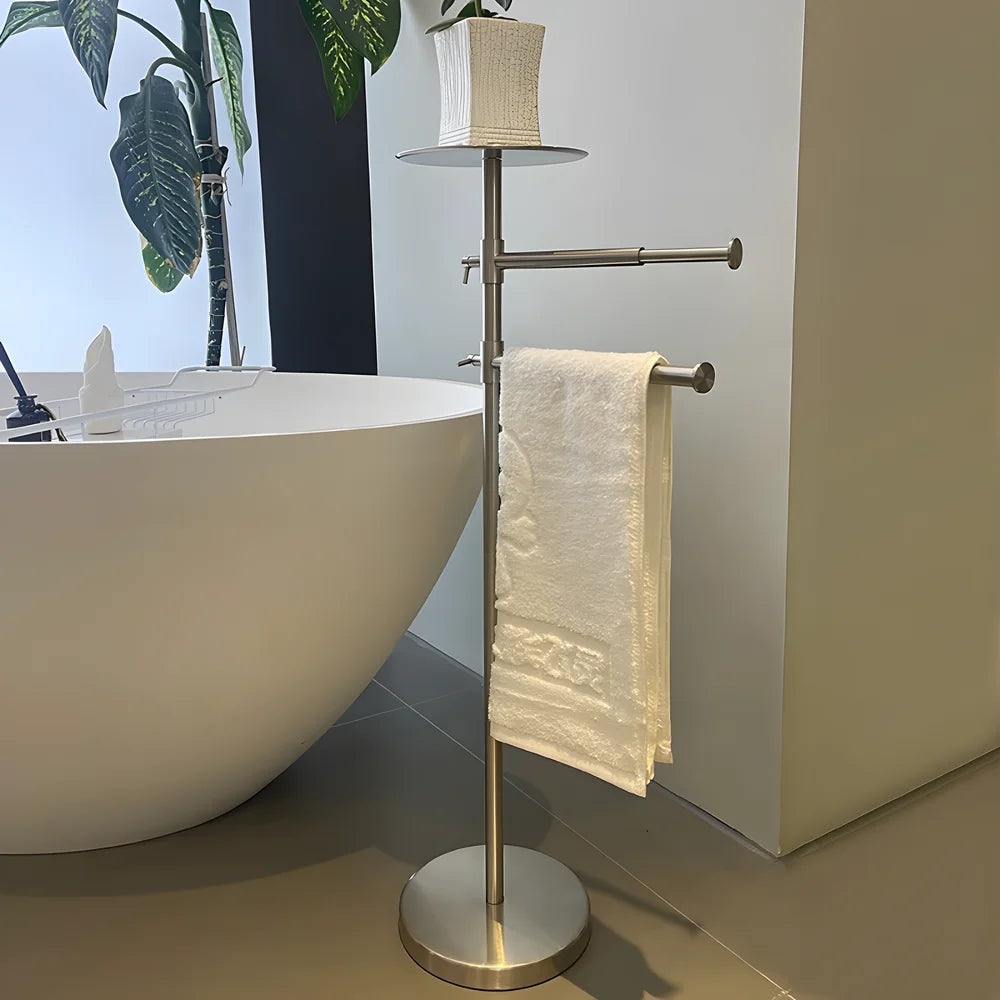 Porte Serviette sur Pied Inox avec Plateau – Salle de Bain Design | Porte-Serviette.com