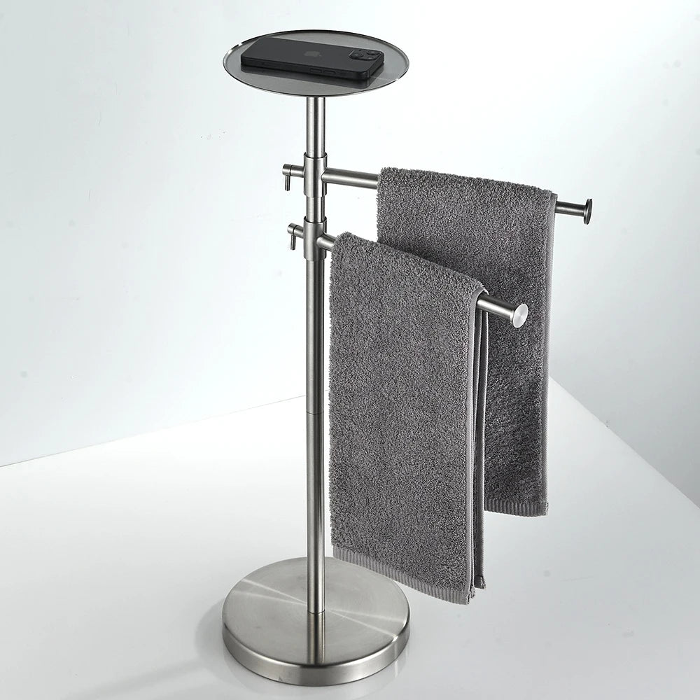 Porte Serviette sur Pied Inox avec Plateau – Salle de Bain Design | Porte-Serviette.com