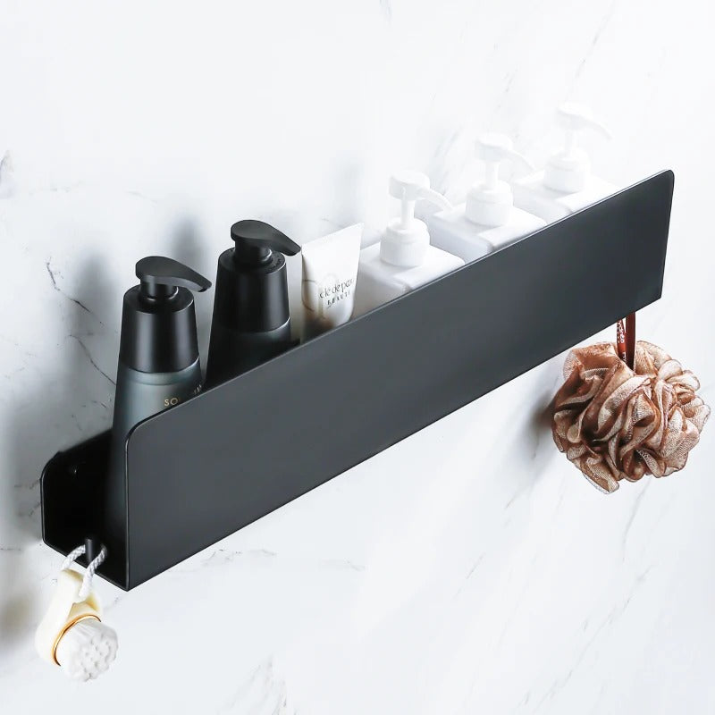 Étagère de Douche Murale Aluminium Noir