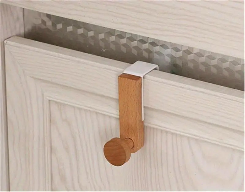 Porte Serviette Porte Crochet en Inox et Bois