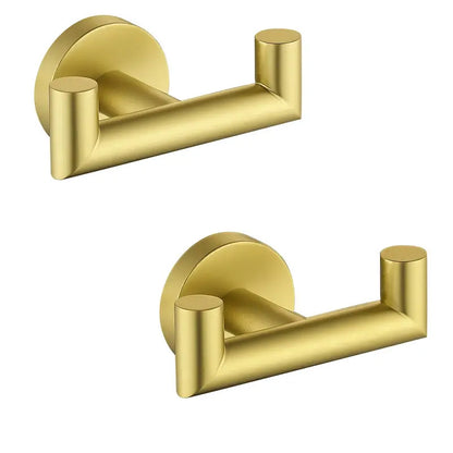 2 pièces Patère Sèche Serviette Double Crochets en Inox