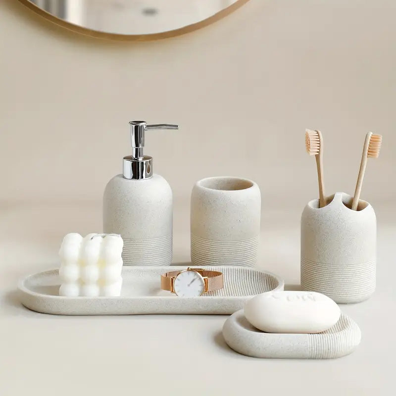 Ensemble 5 pcs Porte Savon et accessoires de salle de bain