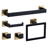 Ensemble Porte Serviette WC 5 pièces en Inox Noir et Or, acier inoxydable