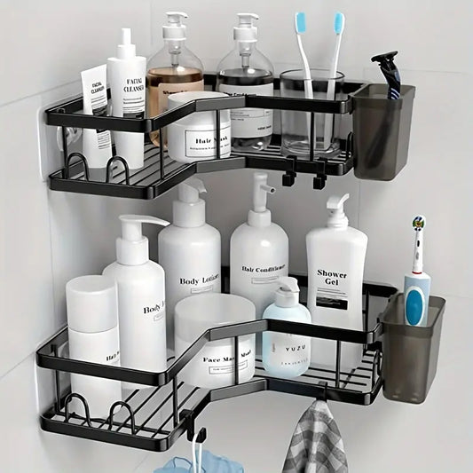 Étagère Douche Adhésive - lot de 2 rangements d'angle