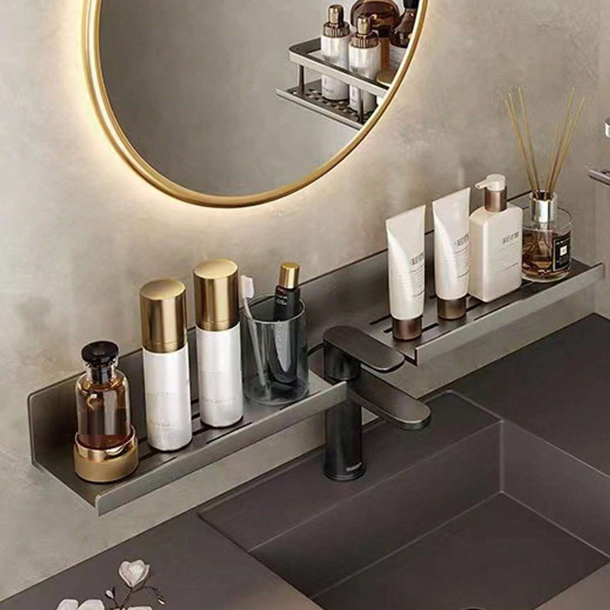 Neodrain Étagère de douche murale en acier inoxydable - Étagère de rangement pour salle de bain - 75 x 30 cm, BA-753010-MB Neodrain Étagère de douche murale en acier inoxydable - Étagère de rangement pour salle de bain - 75 x 30 cm, BA-753010-MB