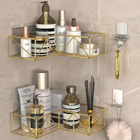 Étagère Douche d'Angle Doré en Inox