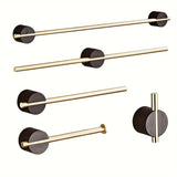 Porte Serviette WC Bois et Doré en Inox, acier inoxydable