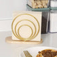 Porte Serviette de Table Doré Inox et Bois