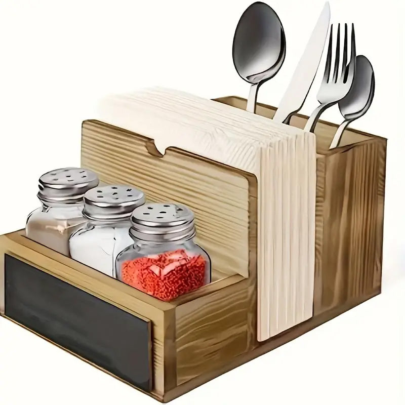 Porte Serviettes De Table Carré En Fonte Et Bois - Support Serviettes Pique-Nique Et Cuisine