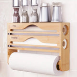 Porte Sopalin - Organisateur de film alimentaire en bambou, bambou, 35 x 7 x 21 cm