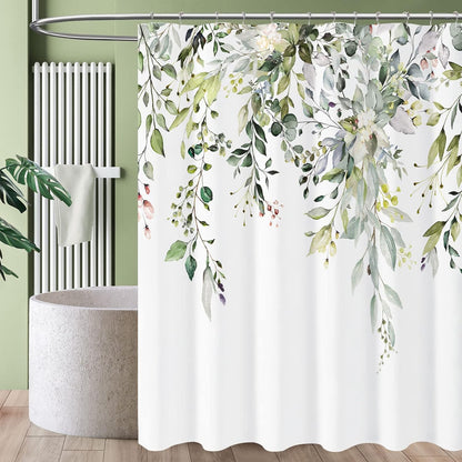 Rideau de Douche - motif feuilles de sauge, polyester