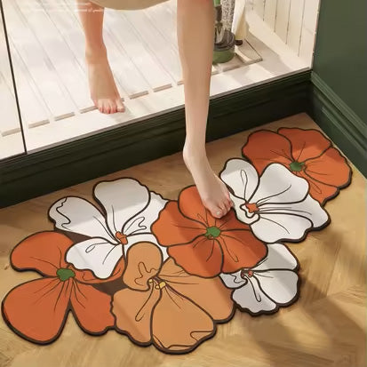 Tapis de Bain Floral en Diatomite