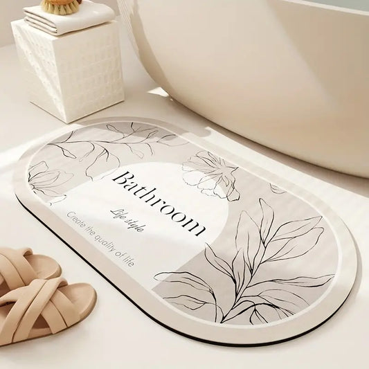 Tapis de Bain Ovale Minimaliste en Diatomite
