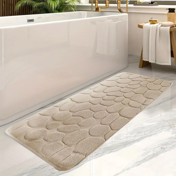 Tapis de Bain Rectangulaire Texture galets, polyester